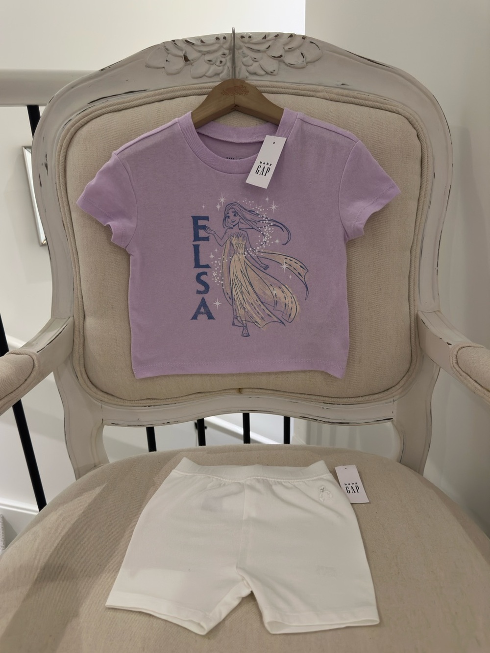 🦢 18~24 Mth GAP X Disney Lavender Elsa Short Sleeve Graphic Tee Set NWT